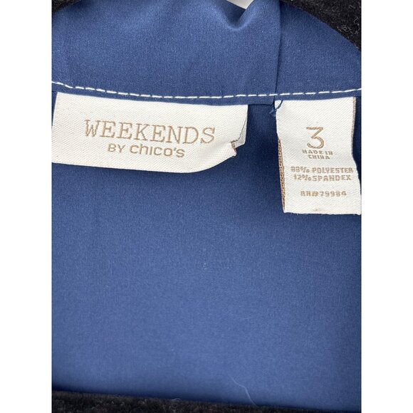 Chico's Weekends Stretch Zip Casual Jacket Blue Size 3 (16) XL - Picture 3 of 4